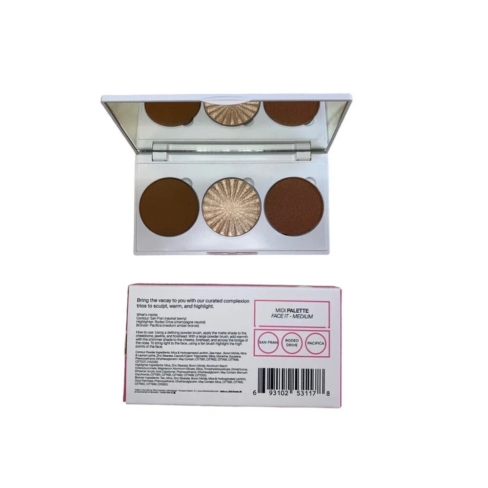 OFRA FACE IT Medium Midi Trio Makeup Palette Highlight, Bronze, Contour